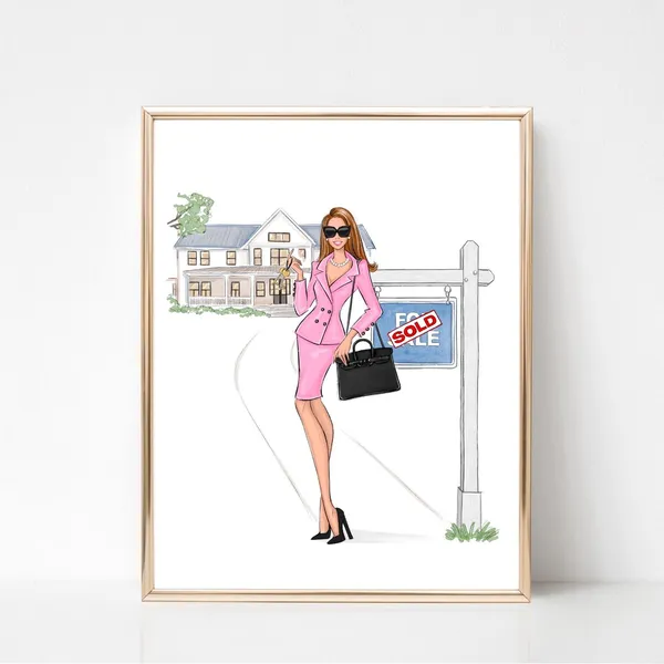 Personalized Real Estate Agent Fashion Sketch Print