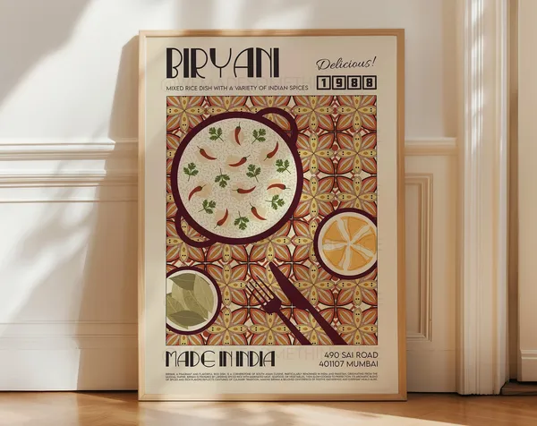 Biryani Poster, Retro Modern Kitchen Wall Print