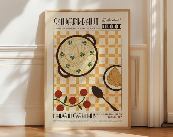 Sauerkraut Poster, Retro Kitchen and Bar Art