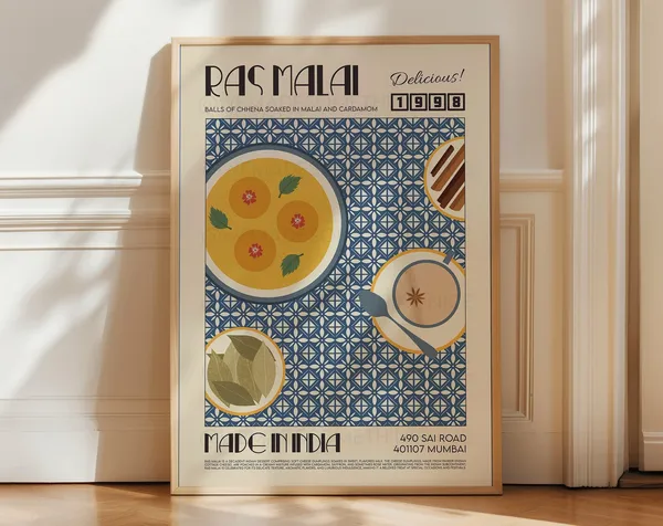 Ras Malai Retro Kitchen Travel Poster Print