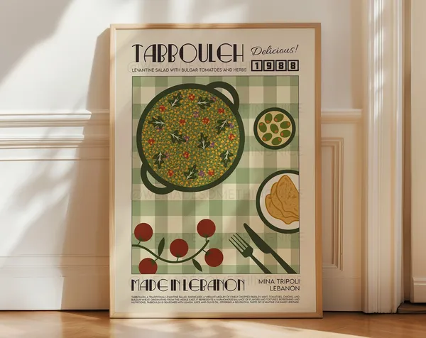 Tabbouleh Kitchen Decor, Mid-Century Modern Art Print