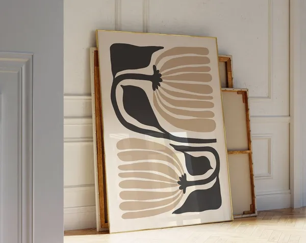 Matisse-Inspired Botanical Flower Poster, Japandi Boho