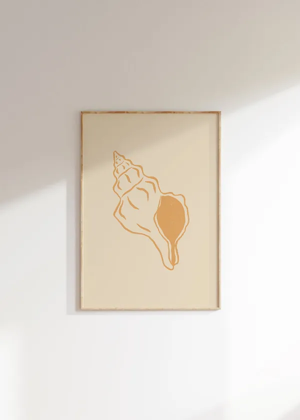 Seashell Line Art Print, Boho Coastal Decor