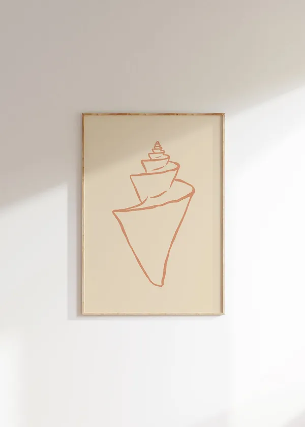 Seashell Art Print, Coastal Boho Line Drawing