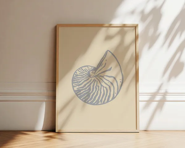 Seashell Line Art Illustration, Boho Beach Art Print
