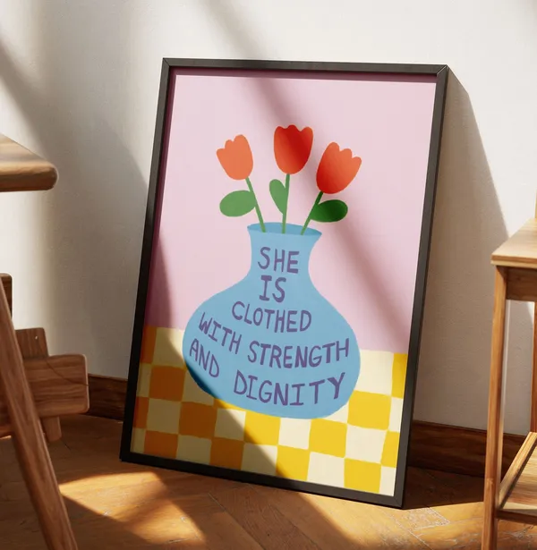 Proverbs 31 Woman Christian Retro Flower Art Print