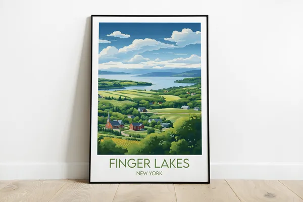 Finger Lakes Travel Poster, New York Custom Print
