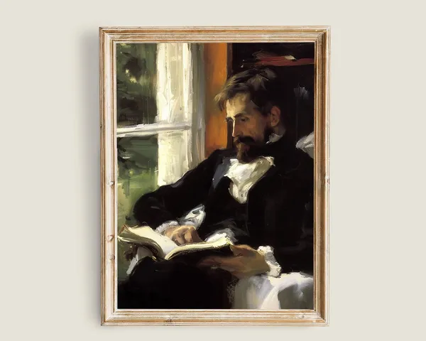 Reading Wall Art, Dark Academia Portrait Print