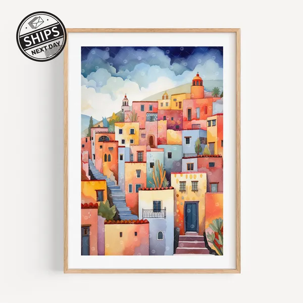 Tucson Watercolor Art Print, Arizona Modern Travel Poster