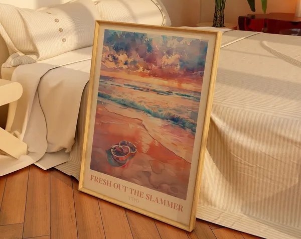 Fresh Out The Slammer Music Wall Art, Bedroom Decor