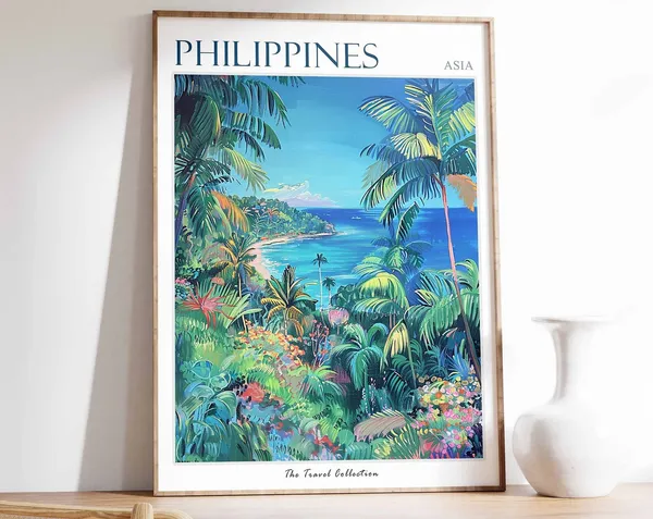 Philippines Travel Poster, Tropical Botanical Art