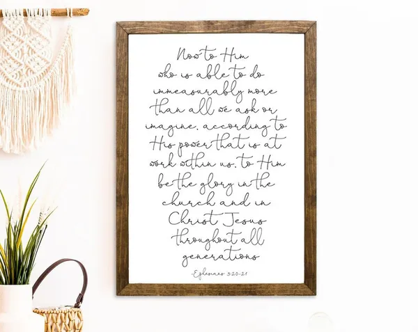 Ephesians 3:20-21 Scripture Sign, Living Room Art