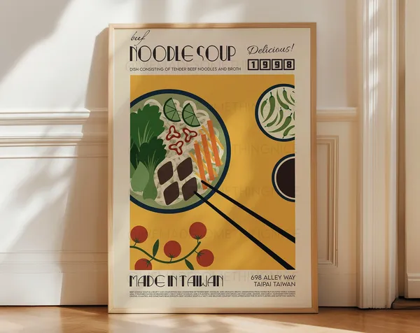 Beef Noodle Soup Retro Kitchen Art Print