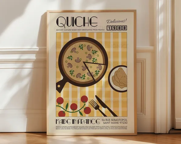 French Quiche Retro Kitchen Pop Art Poster Print