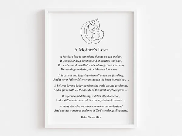 A Mothers Love Poem, Typography Art Print