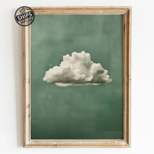 Sage Cloud Painting Abstract Art Print, Maximalist Decor