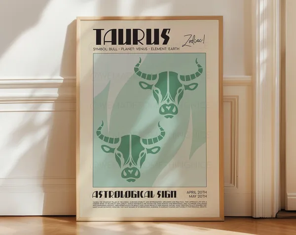 Taurus Horoscope Poster, Astrological Art Print