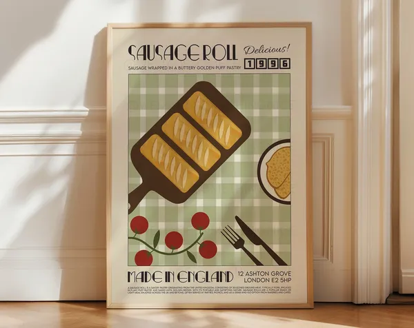 Sausage Roll Retro Kitchen Art Print