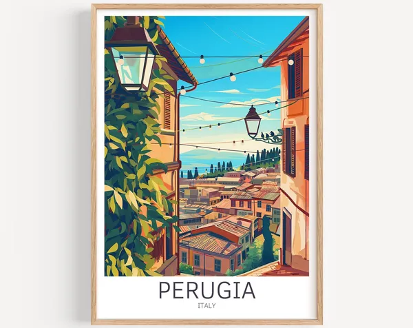 Perugia Travel Poster, Italy City Art Print