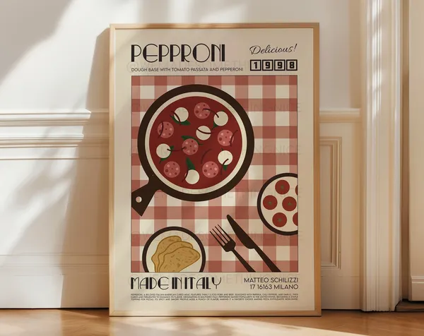 Retro Pizza Poster, Kitchen Food Art Print