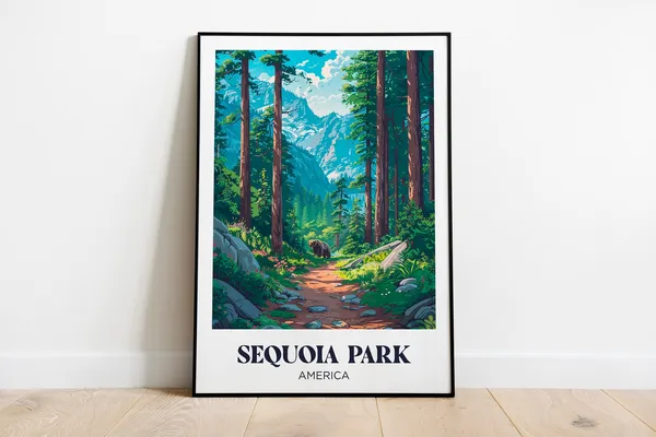 Sequoia Park Watercolor Art Print, National Park
