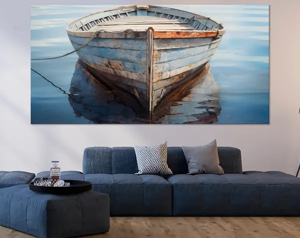 Vintage Boat Print, Lake House Wall Art Poster