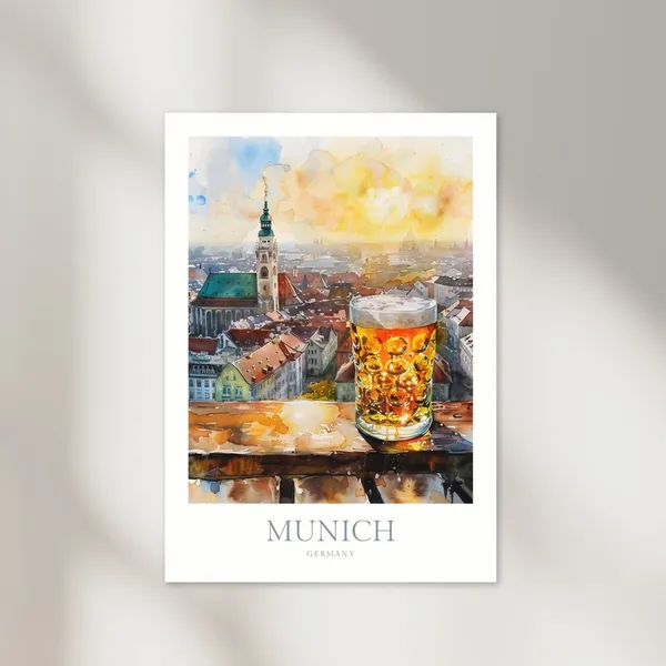 Munich Germany Watercolor Travel Poster Art Print