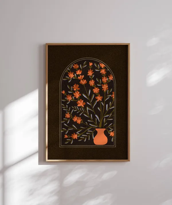 Groovy 70s Flower Poster, Retro Matisse Style
