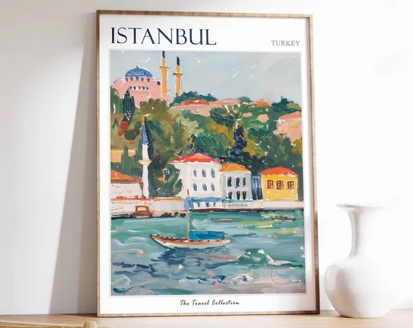 Istanbul Travel Poster, Turkish Travel Art Print