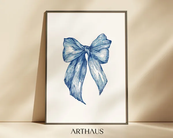 Blue Bow Coquette Art Print, Preppy Dorm Decor