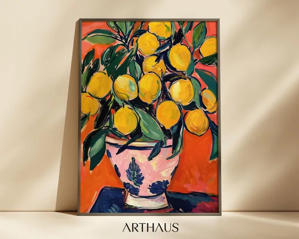 Matisse-Inspired Lemons Maximalist Wall Art Print