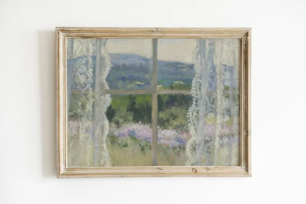 Country Summer Print, Cottagecore Rustic Floral Landscape