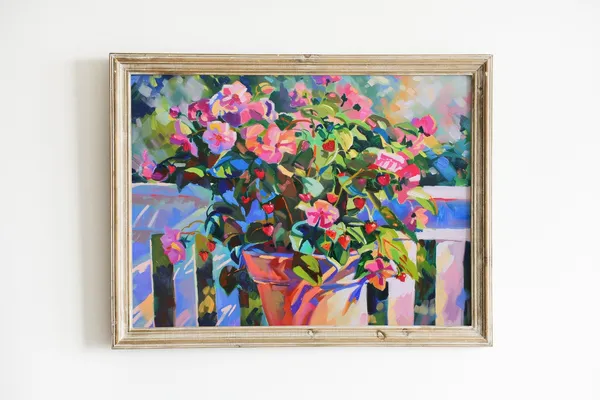 Pink Summer Floral Art Print, Trendy Apartment Decor
