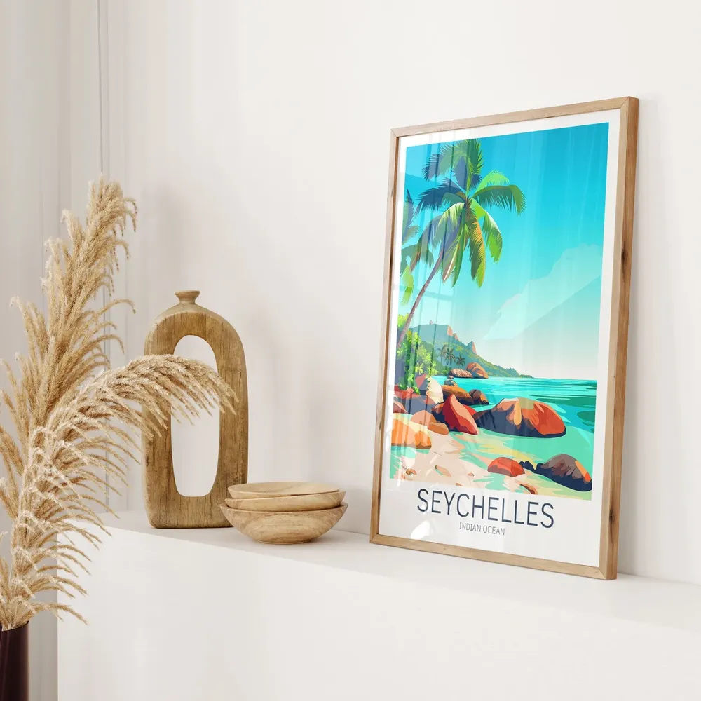 Seychelles Beach Gift Travel Poster - Image 2