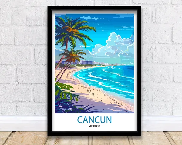 Cancun Mexico Travel Poster, World & Cultural Art