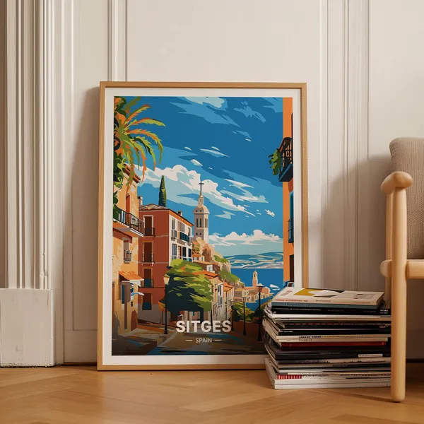 Sitges Spain Travel Poster, Artistic Home Office Decor