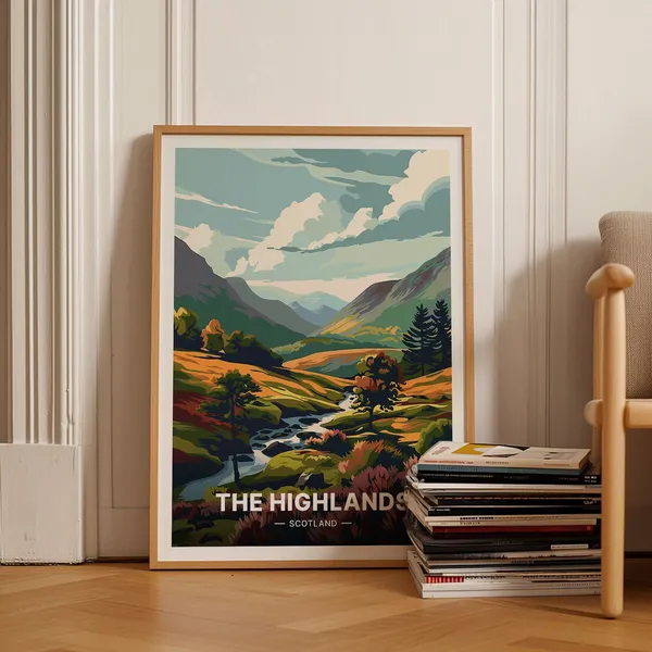 Scotland Highlands Travel Poster, Artistic Home Decor
