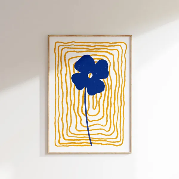Abstract Flower Poster, Colorful Maximalist Floral Art