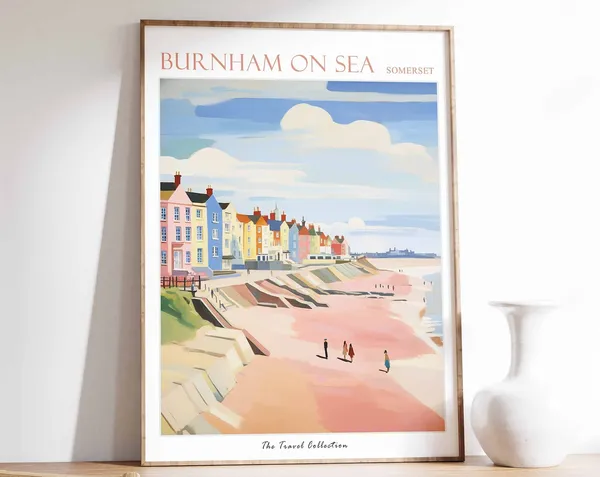 Burnham On Sea Travel Poster, Somerset Beach Art