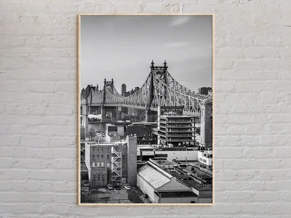Queens Black and White New York Travel Poster