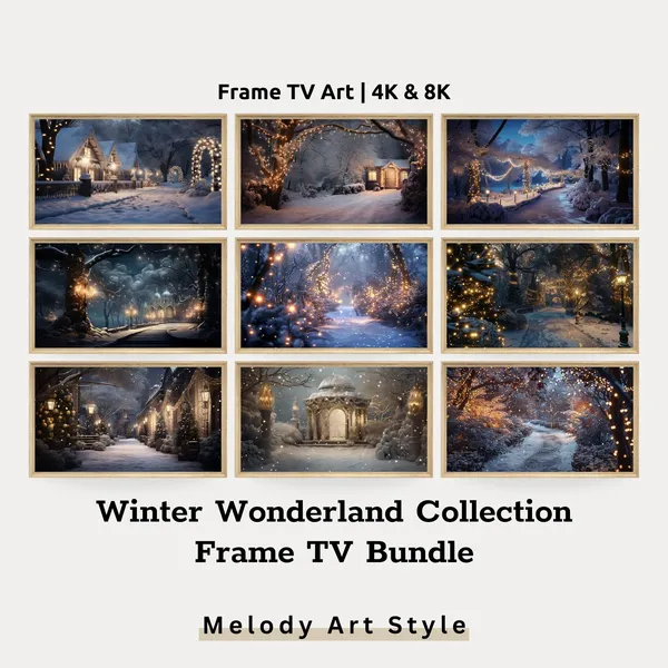 Winter Wonderland Christmas Lights Landscape Art Print