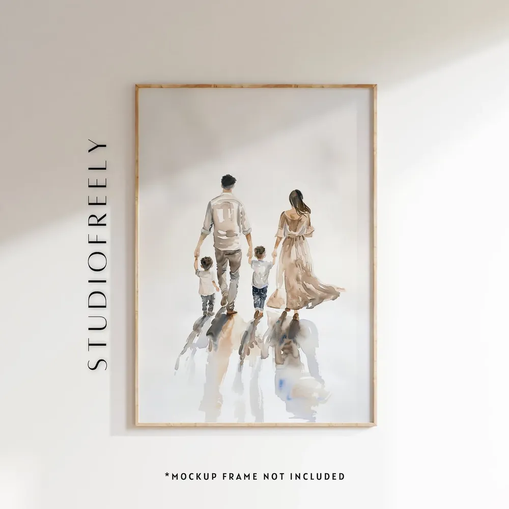 Watercolor Family Portrait Art Print
