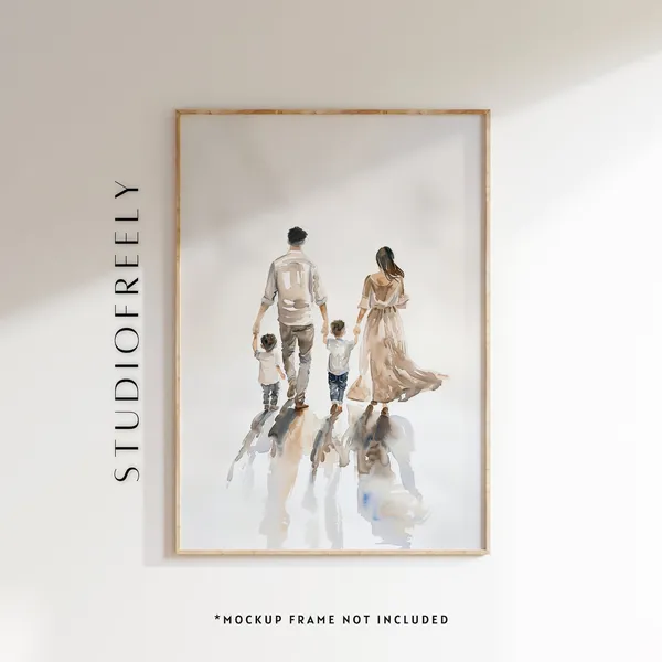Watercolor Family Portrait Art Print