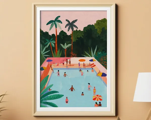 Jungle Pool Party Minimalist Travel Poster