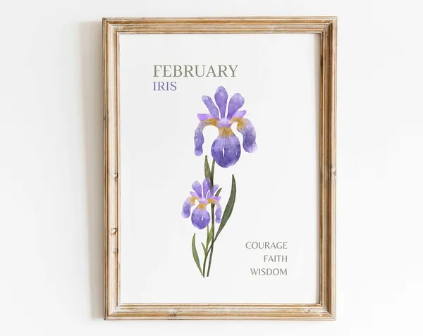 Purple Iris Watercolor Art Print, Minimalist Floral