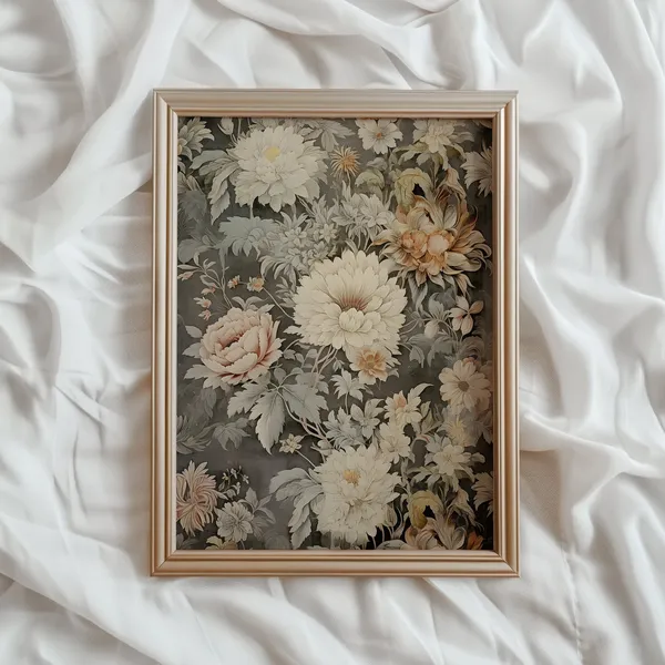 Floral Tapestry Print, Vintage Light Academia Decor