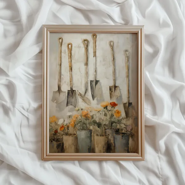 Spring Garden Tools Vintage Farmhouse Art Print