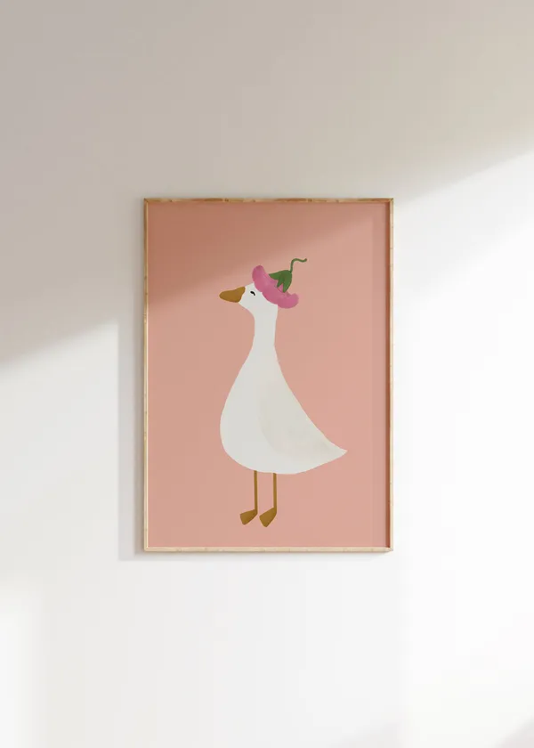 Silly Goose Girl Nursery Pink Goose Poster