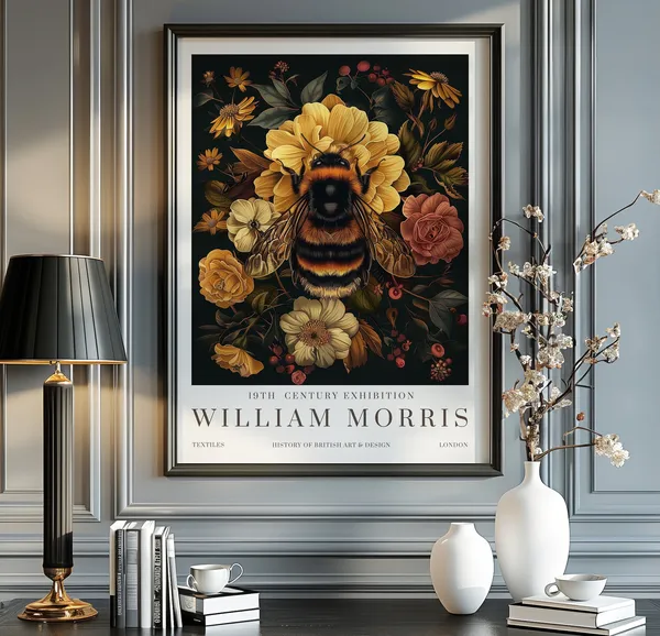 William Morris Exhibition Poster, Vintage Art Print