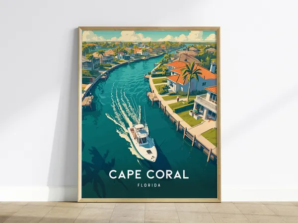 Cape Coral Florida Poster, Gulf Coast Travel Print